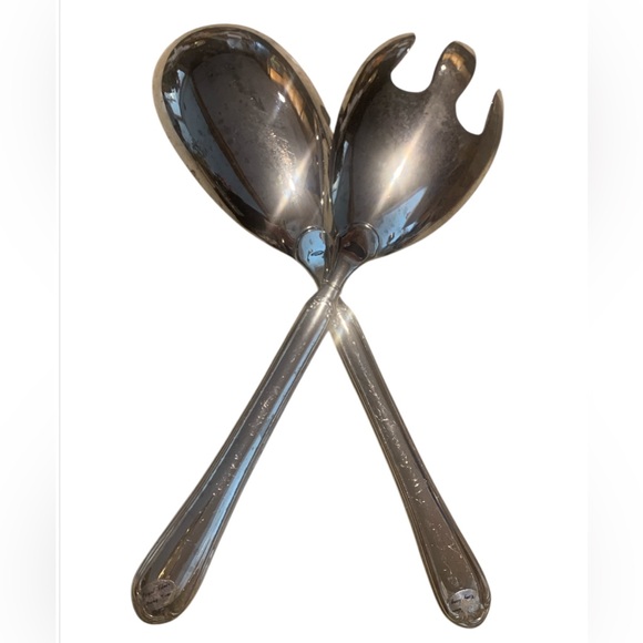 Regal Silver Hong Kong Silver Plated Serving Set Salad 2 Pc Shiny Spoon & Fork - Picture 14 of 14